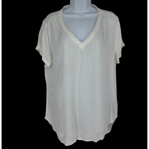 Cloth & Stone Womens White V-Neck Short Sleeve Blouse Size M - Picture 1 of 10